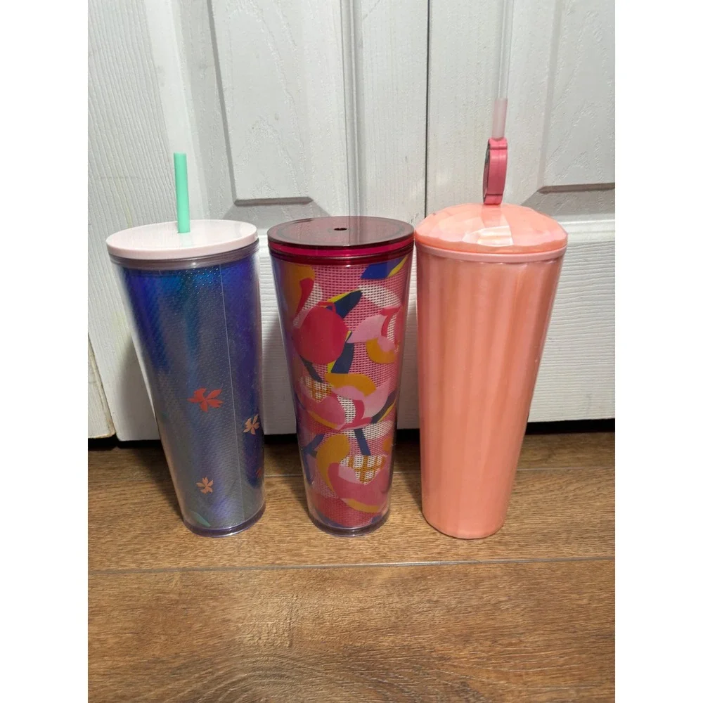 Starbucks Tumbler Cups Set of 3 Colorful Straw Lids‎ - Picture 5 of 5